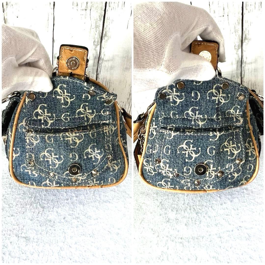 GUESS ゲス デニムハンドバッグ レザー ミニ ボストン コンビ レディース