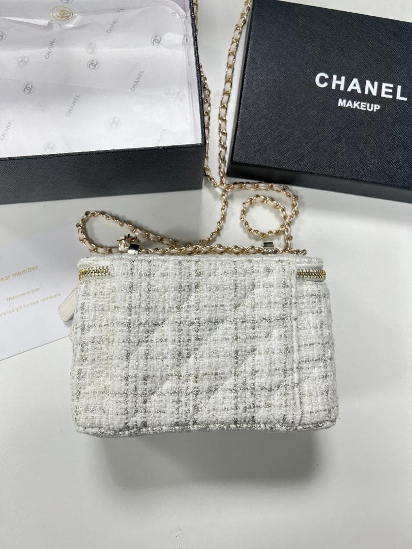 ✨VIP限定 状態良好 メイクアップポーチ ホワイトツイード