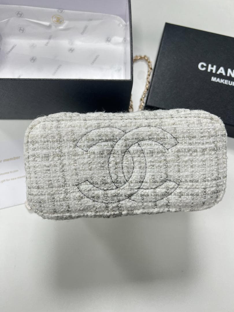 ✨VIP限定 状態良好 メイクアップポーチ ホワイトツイード