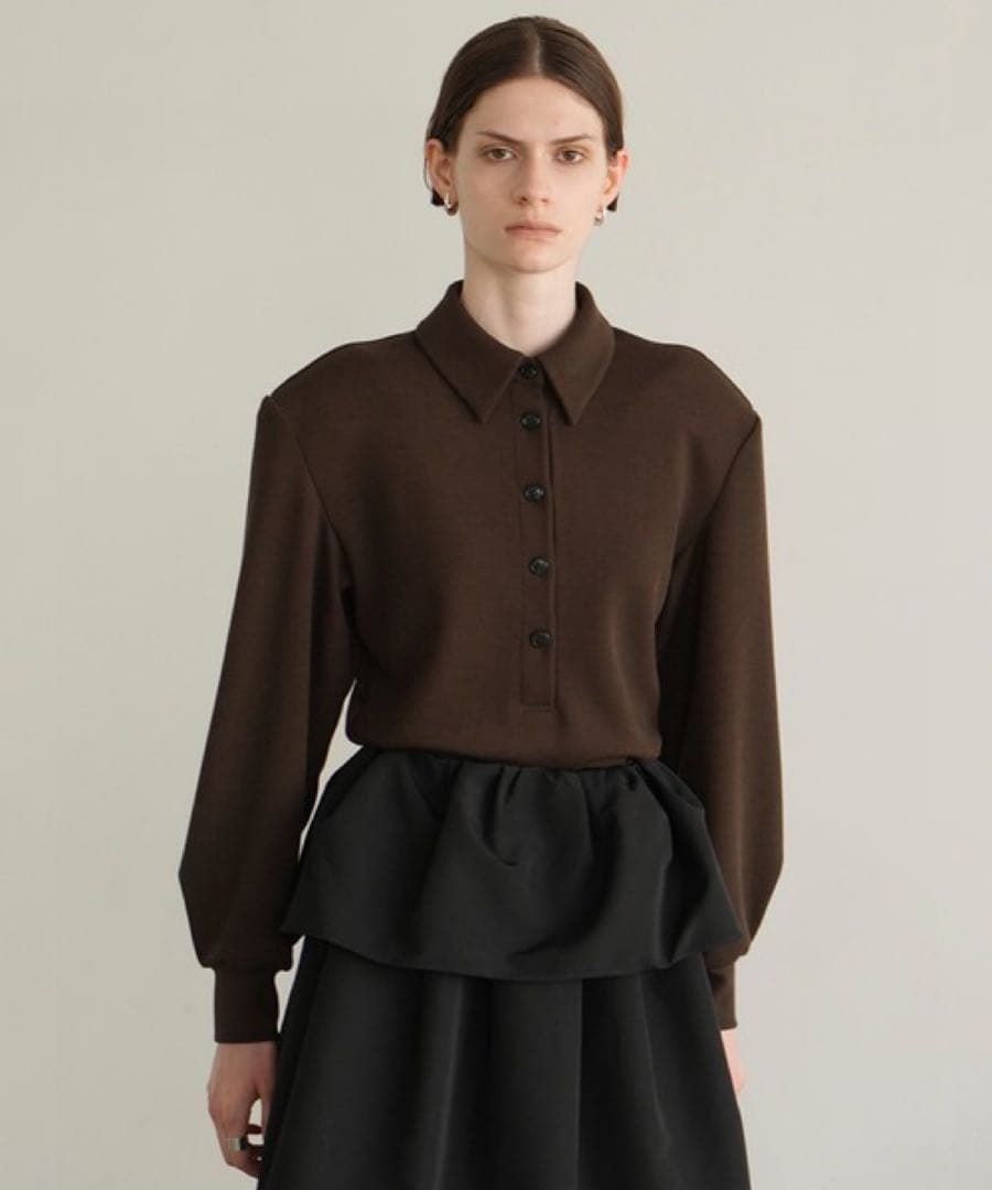 トップス CLANE POWER SHOULDER POLO TOPS