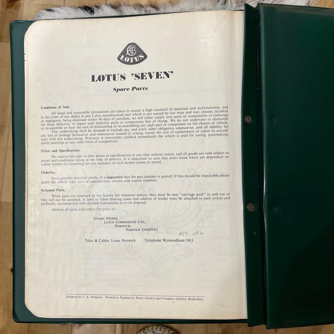 ロータスセブン オーナーズマニュアル（英語）　Lotus seven