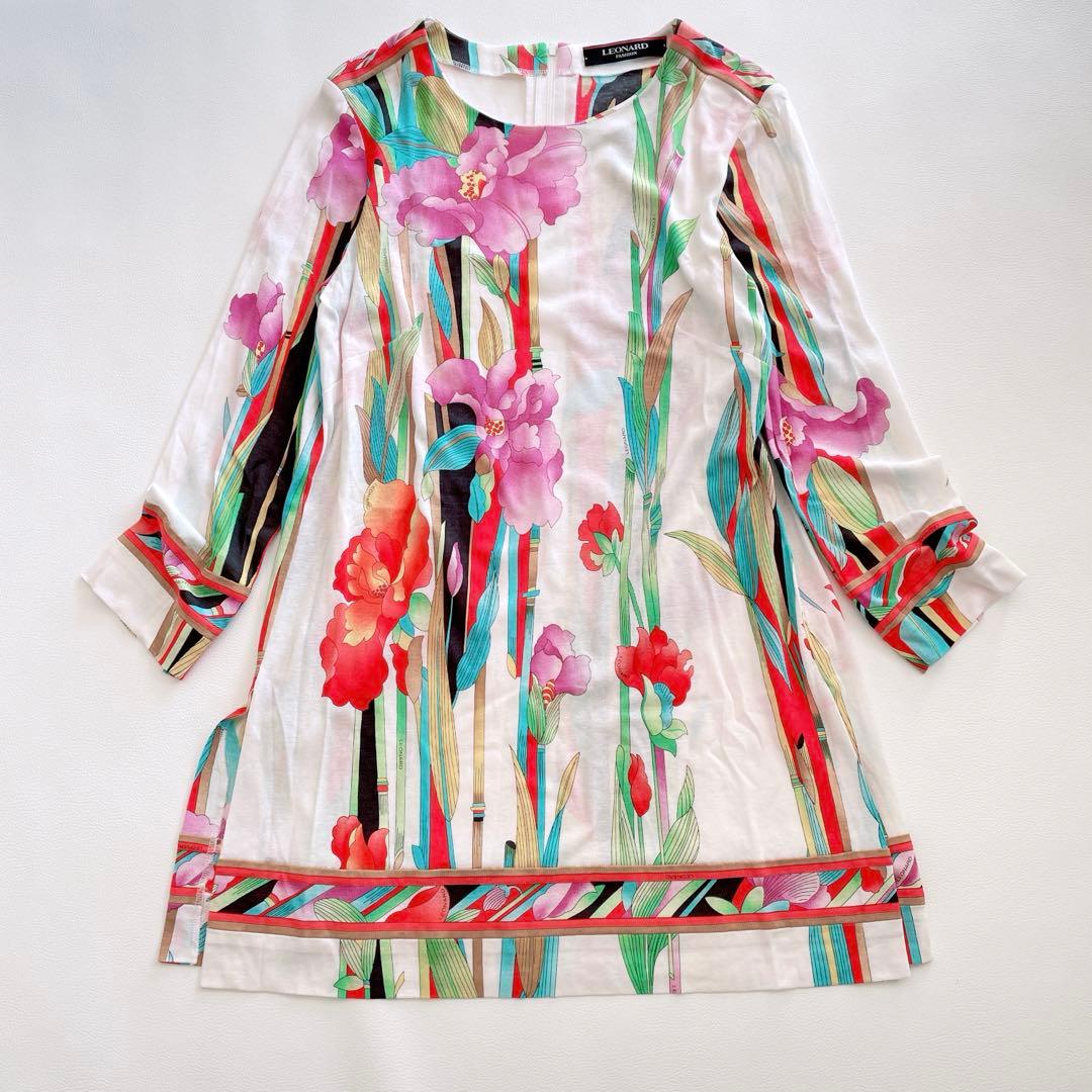 もりごん様✨ LEONARD レオナール　チュニック　ワンピース　花柄　トリム