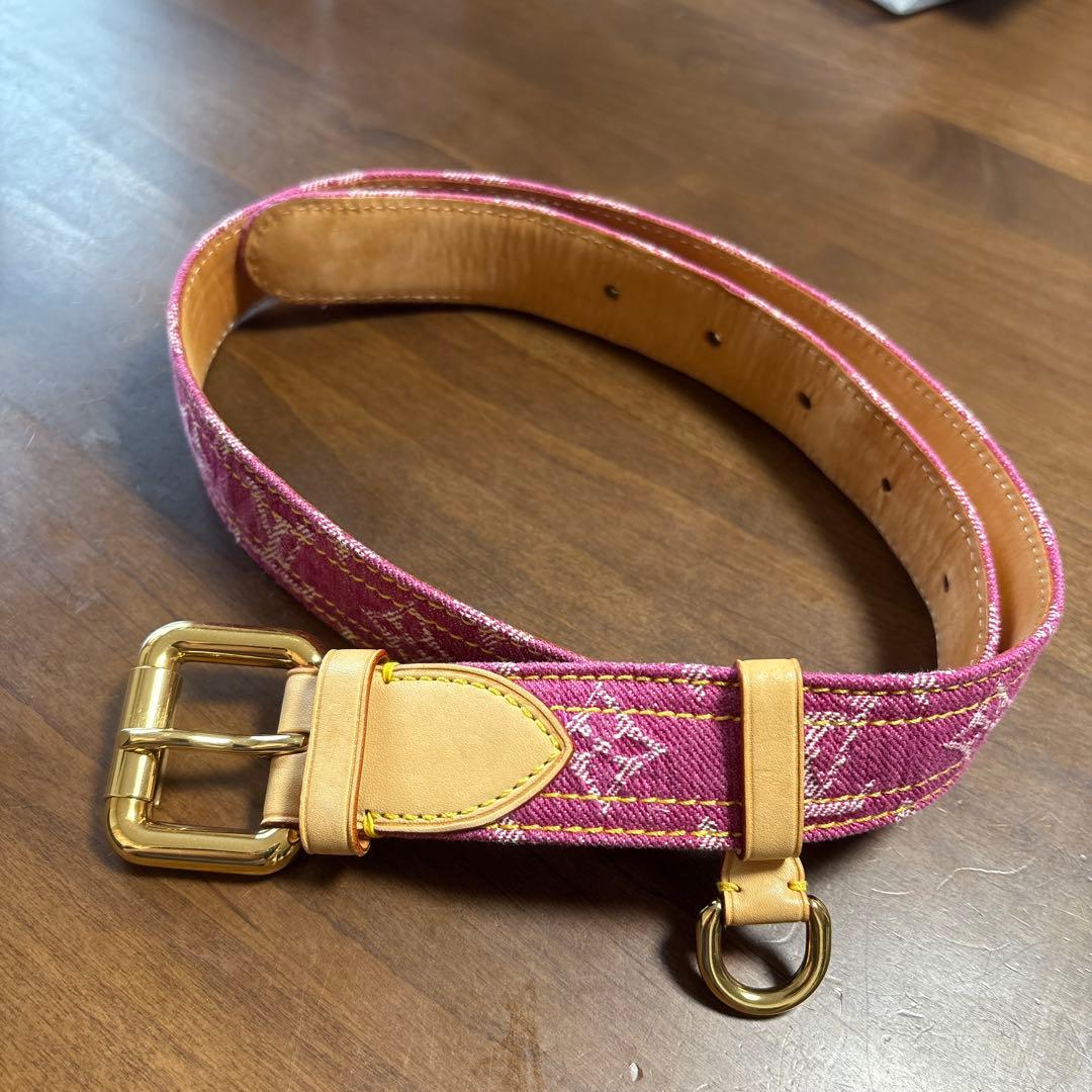 LOUIS VUITTON ルイ ヴィトン モノグラム デニム ベルト ピンク