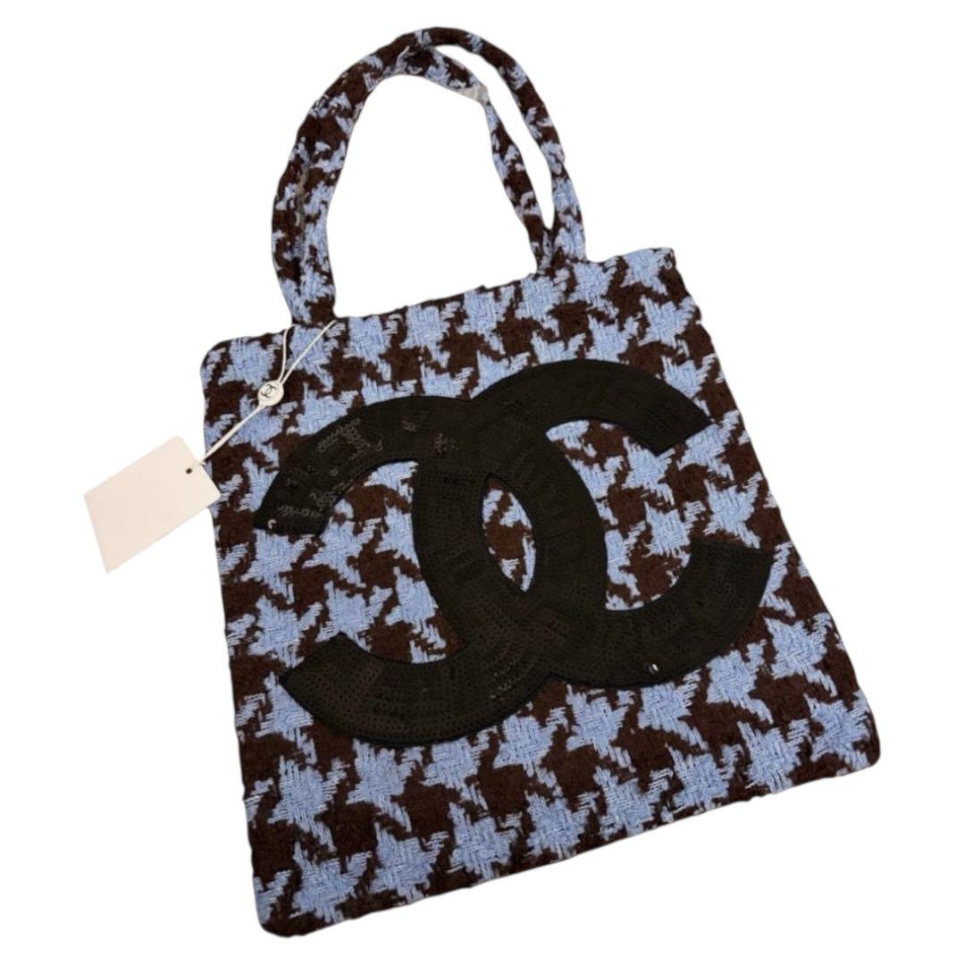 k*a様 【新品未使用】 CHANEL 千鳥格子 ブラック スパンコール トート