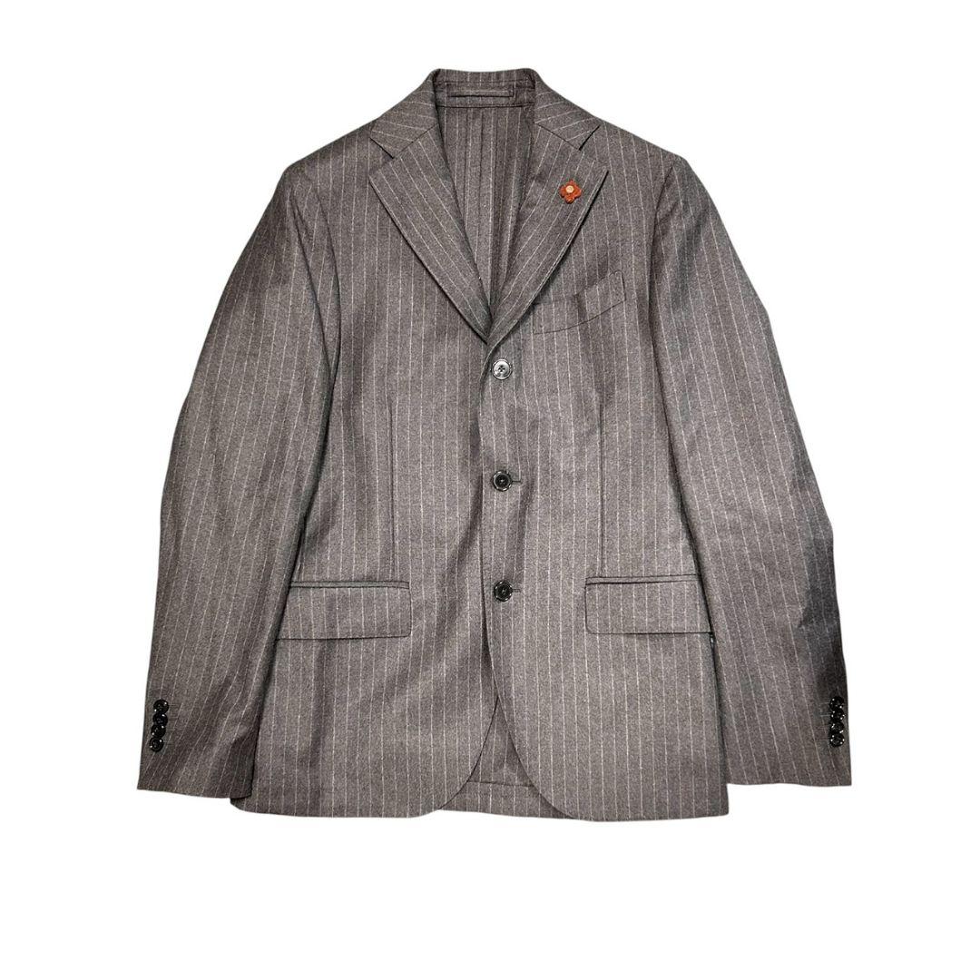 LARDINI グレーストライプ ウール セットアップ スーツ イタリア製44