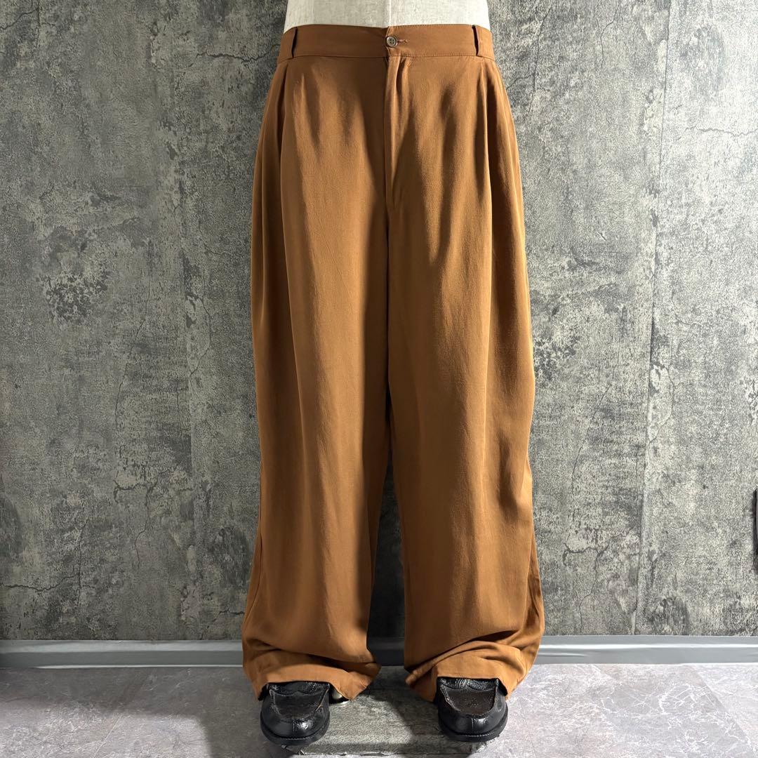 パンツ 80s Vintage rayon gabardine wide slacks