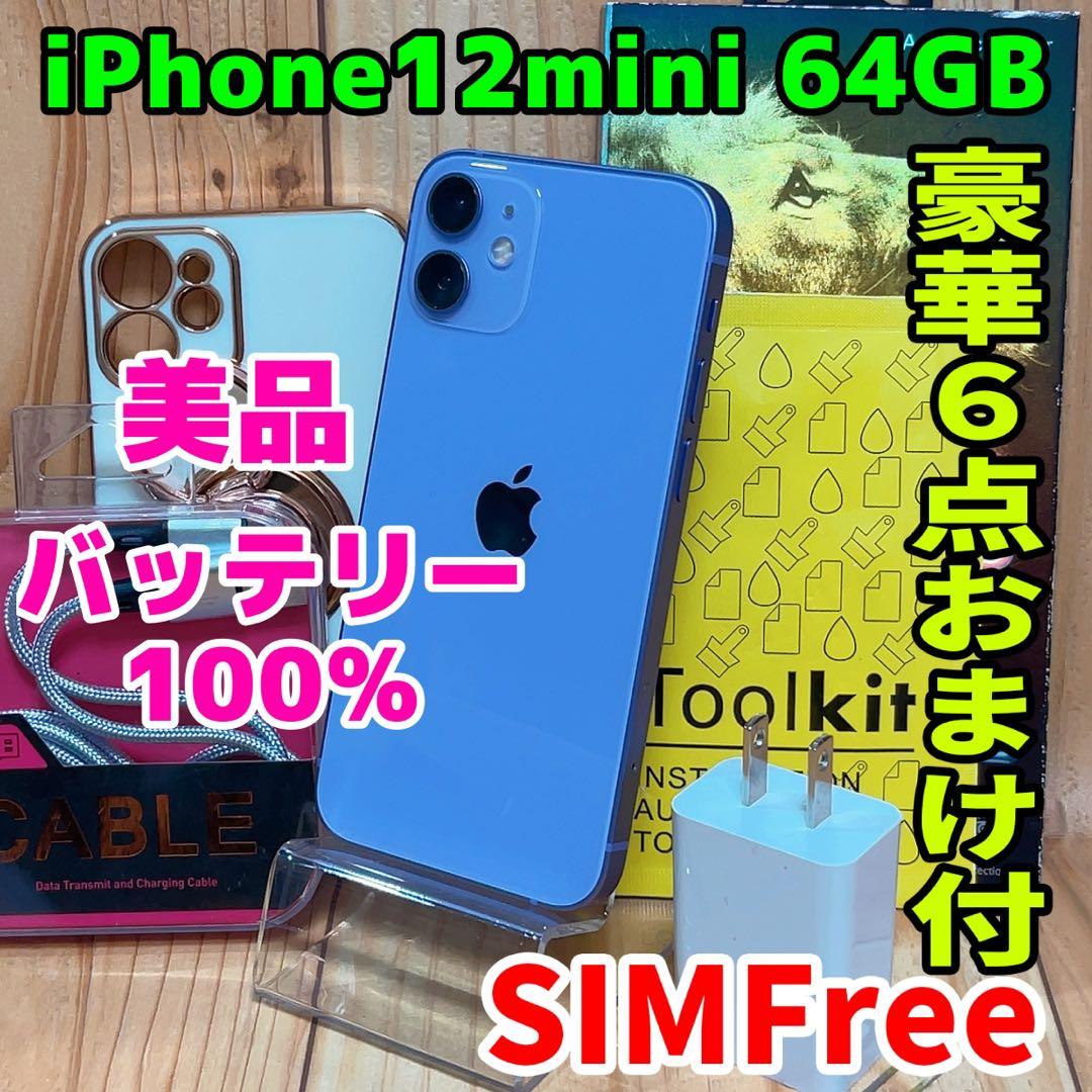 美品 SIMフリー 本体 iPhone 12mini 64GB パープル 045