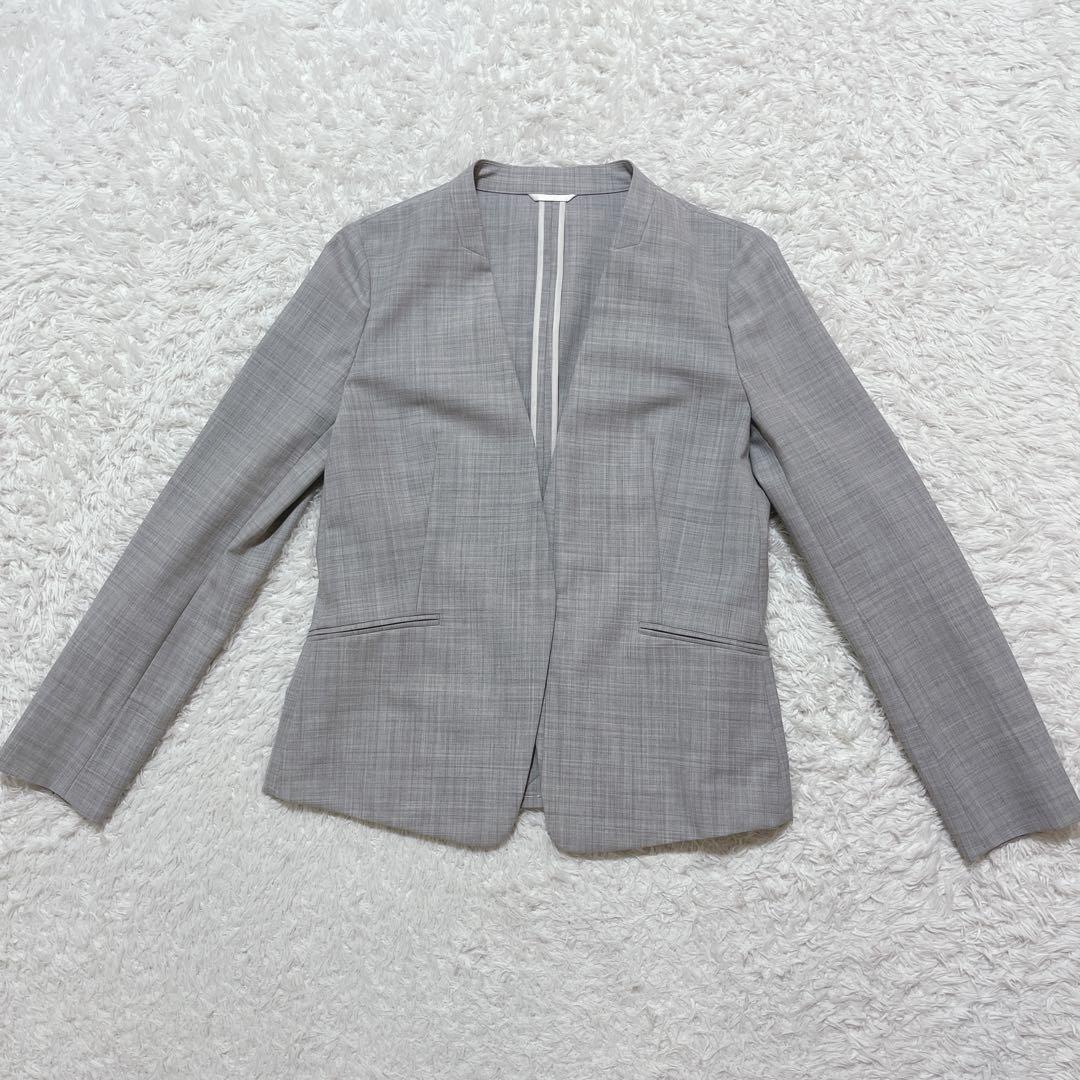 未使用✨グリーンレーベルリラクシング　スカートスーツセットアップ　洗える グレー