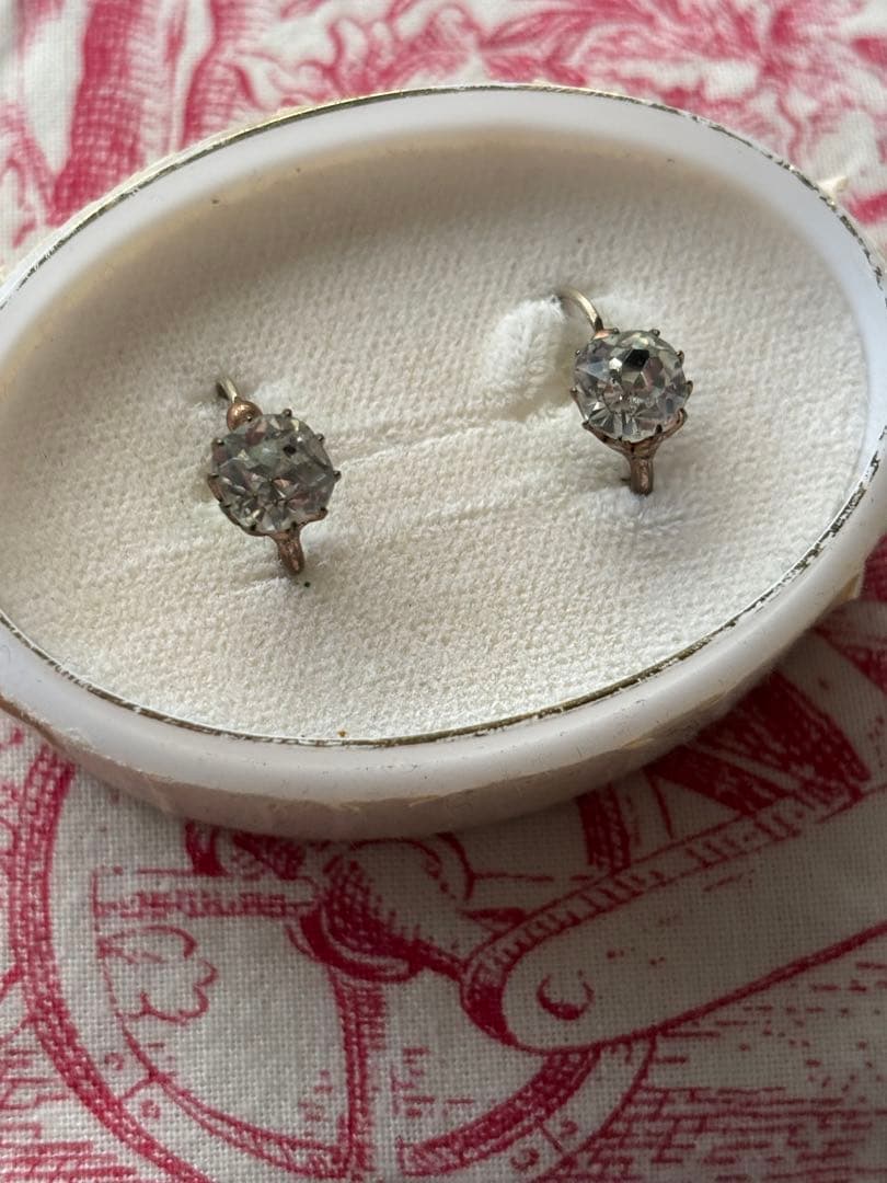 アンティーク ピアス フランスアンティーク ヨーロッパ クリスタル ガラス