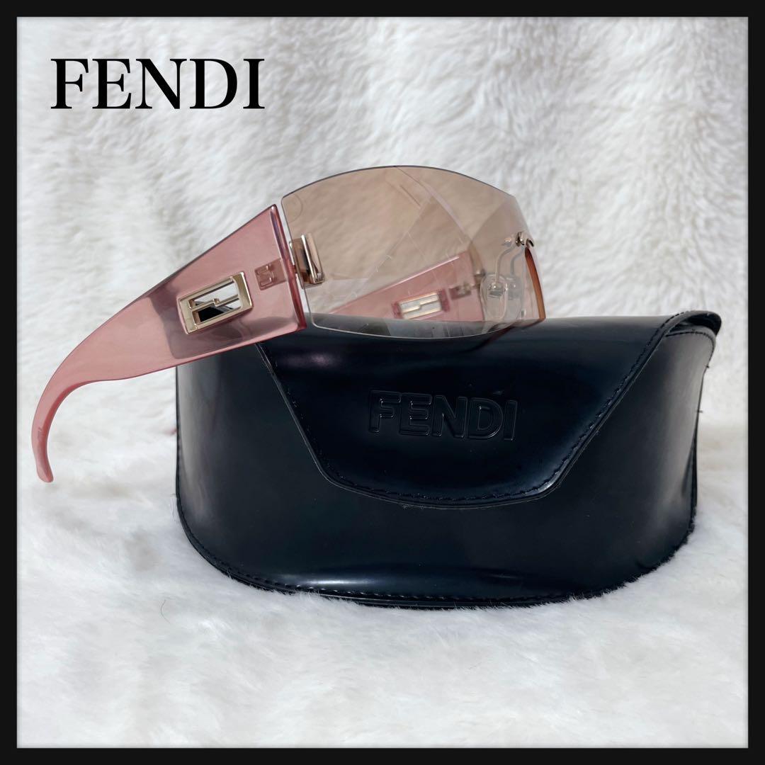 【希少品】FENDI サングラス ピンク ユニセックス ヴィンテージ シールド