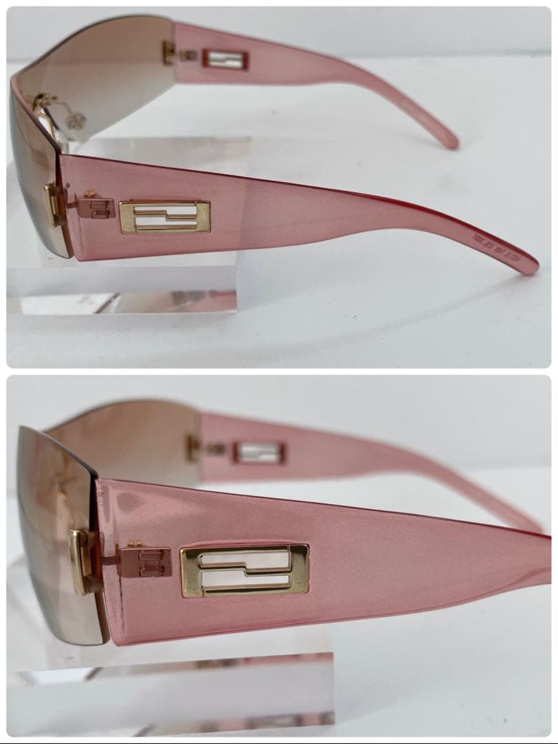 【希少品】FENDI サングラス ピンク ユニセックス ヴィンテージ シールド