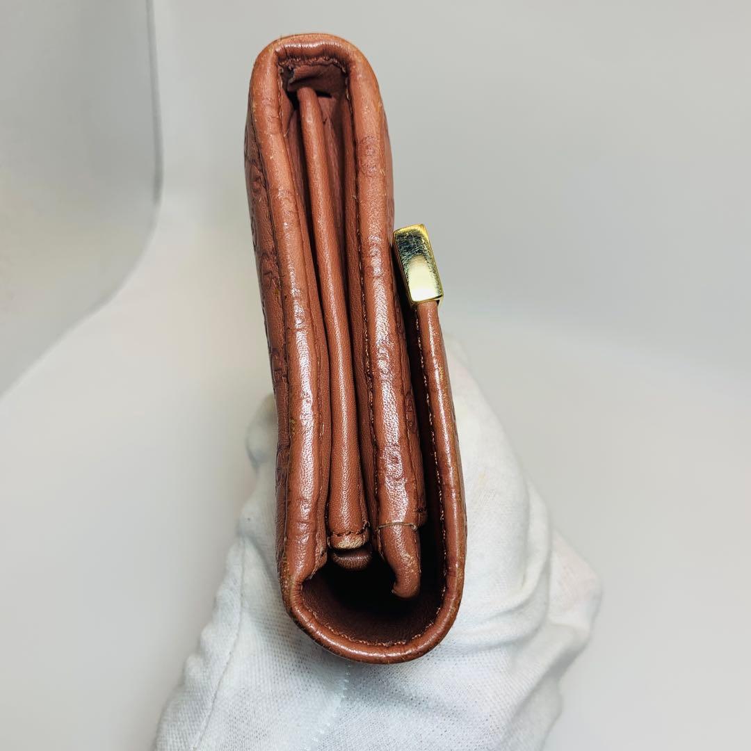 ⭐️GUCCI 長財布　グッチシマレザーゴールドプレート　ブラウン