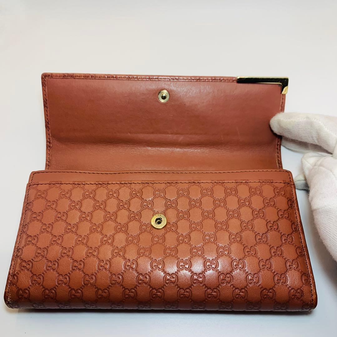 ⭐️GUCCI 長財布　グッチシマレザーゴールドプレート　ブラウン