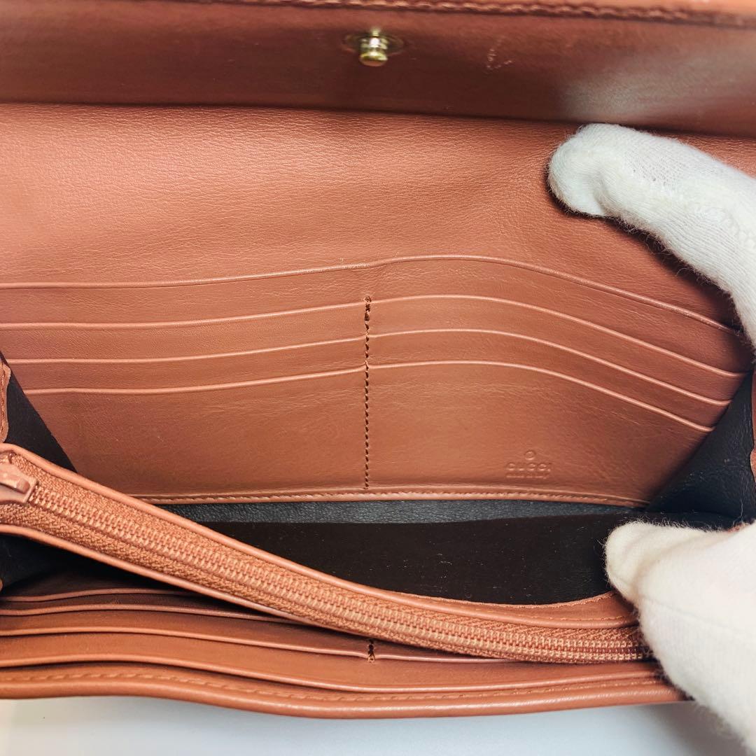 ⭐️GUCCI 長財布　グッチシマレザーゴールドプレート　ブラウン