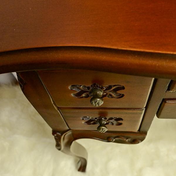 値下げ！ 長い瓶も収納 可マホガニー 三面鏡　ドレッサーデスク ロココ調 お姫様