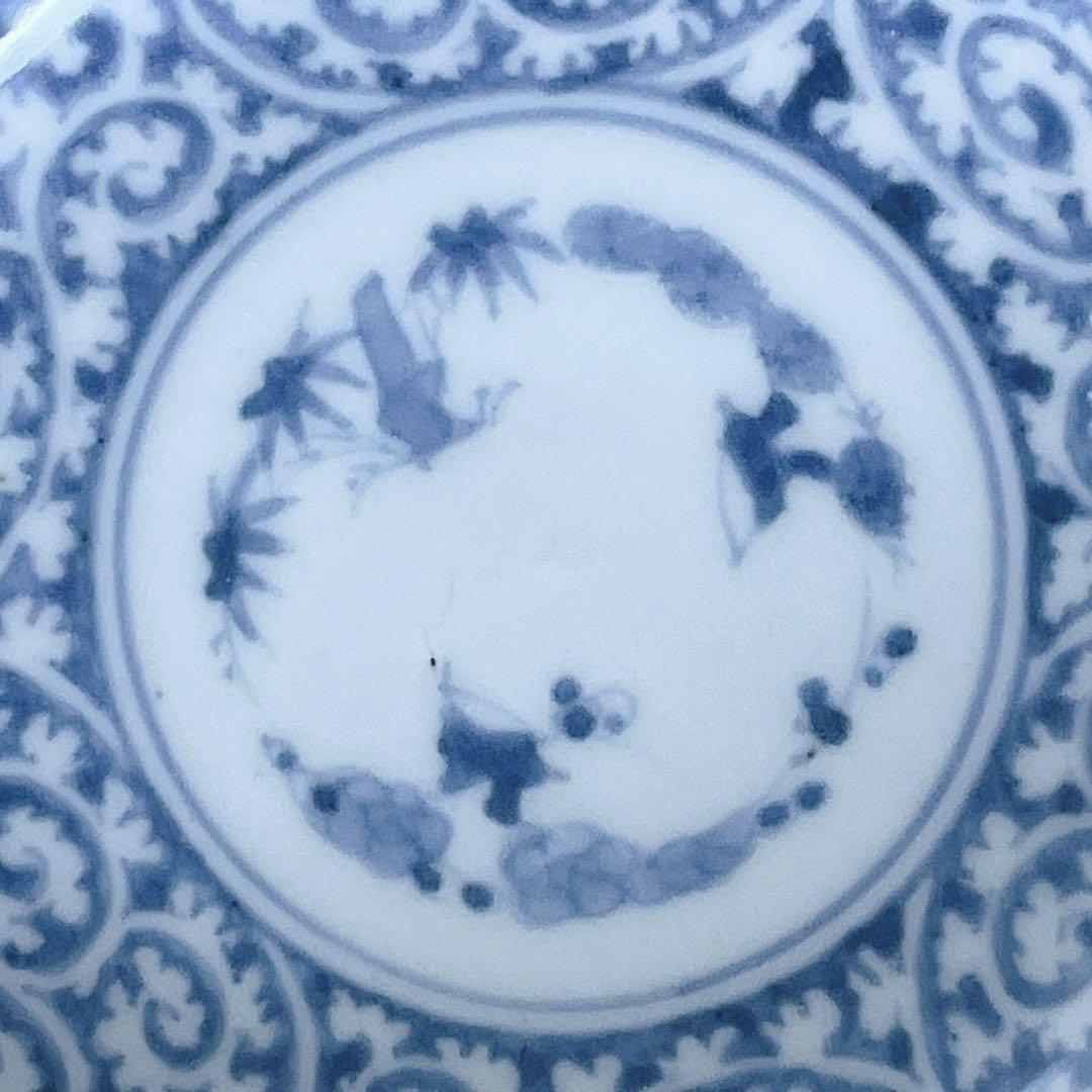 古伊万里　染付　逆蛸唐草　小皿　骨董