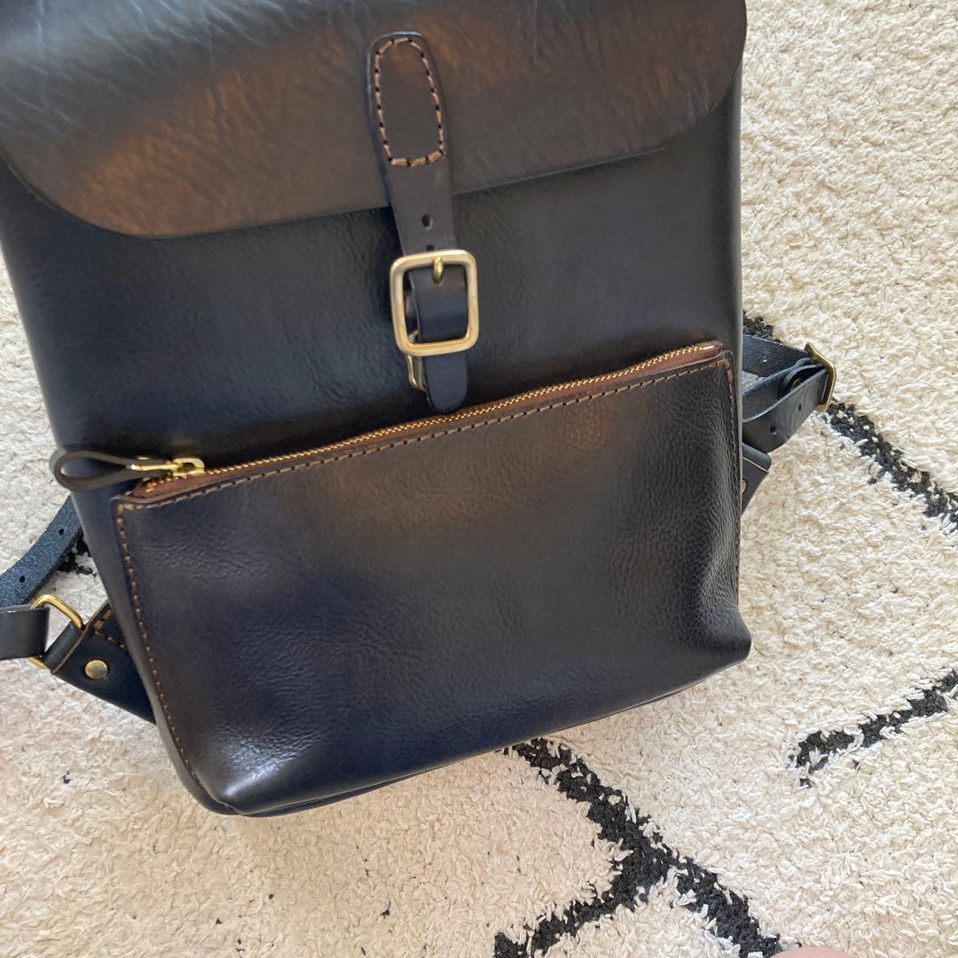 analogico 四角リュック S ブルー ネイビー レザー バックパック