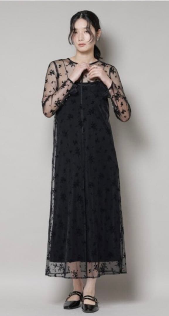 カエン　フロッキーベロア2wayドレス