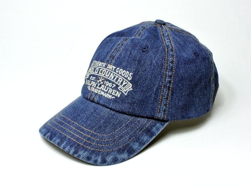 新品【ポロ カントリー】90年代復刻・刺繍デニムベースボールキャップ・本藍染め