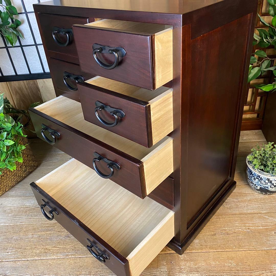 訳あり品！【129】民芸家具桐材多引き出しチェストタンスD48㎝×65㎝完成品