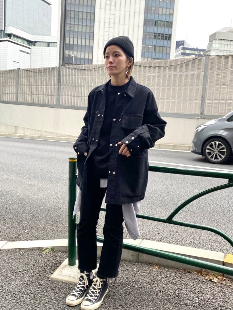 LA PEAU DE GEM /ブラックデニムカバーオール