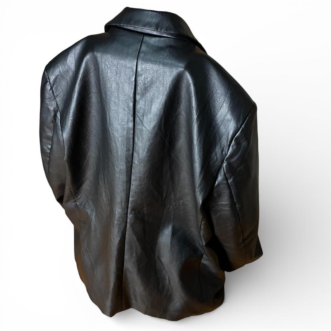 未使用 レザーテーラードジャケット ブラック 黒 2B シングル モード Y2K