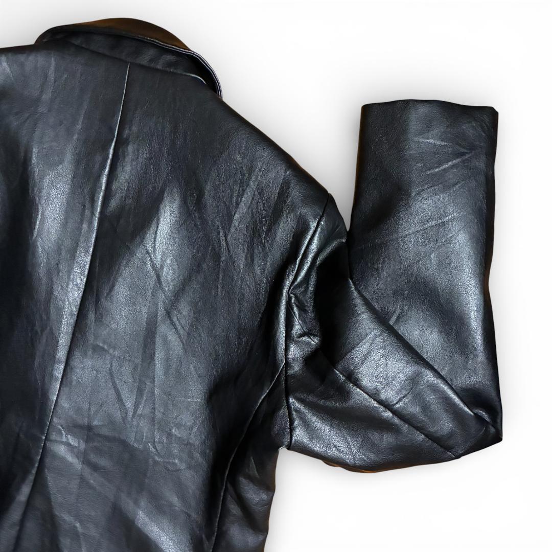 未使用 レザーテーラードジャケット ブラック 黒 2B シングル モード Y2K