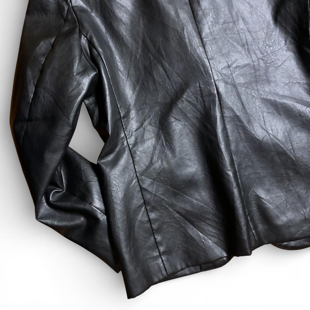 未使用 レザーテーラードジャケット ブラック 黒 2B シングル モード Y2K