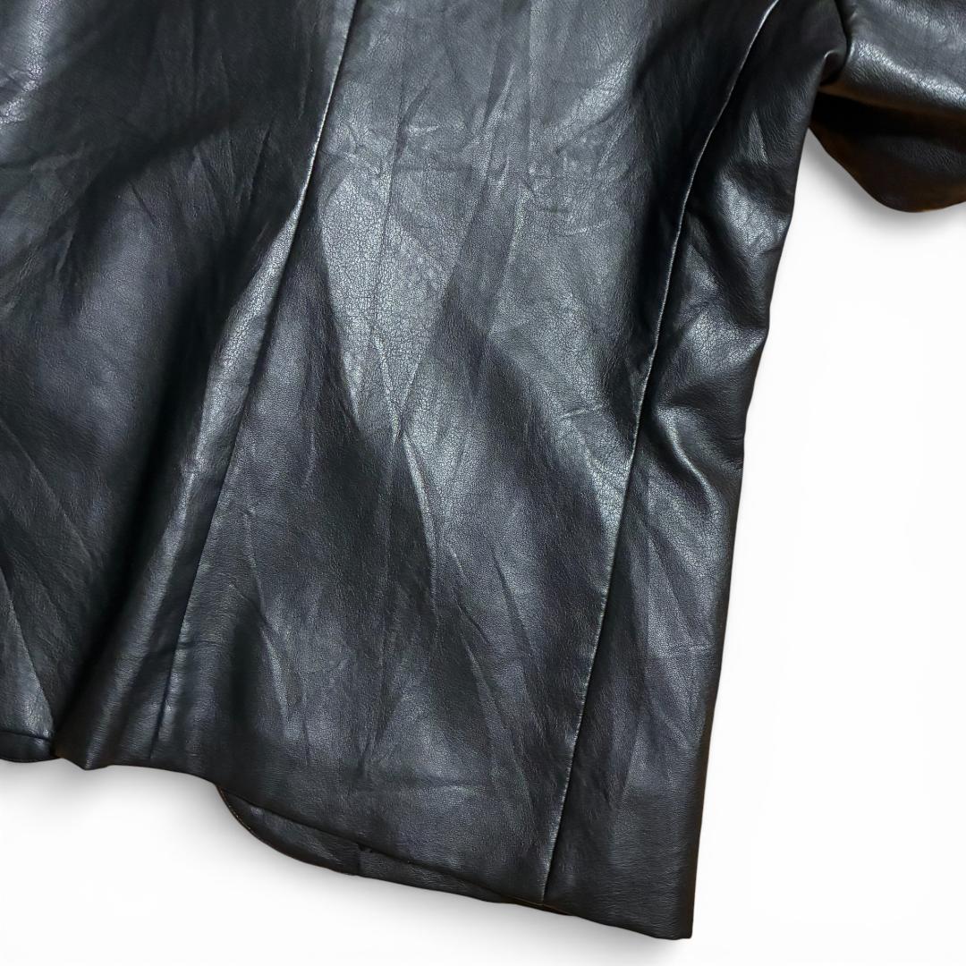 未使用 レザーテーラードジャケット ブラック 黒 2B シングル モード Y2K