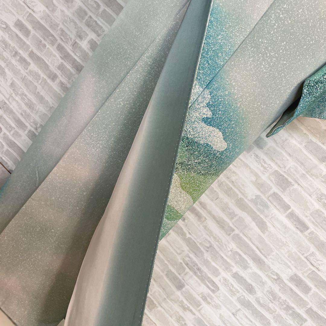 訪問着　フルセット　叩き染　爽やかなお色味　着物　L3