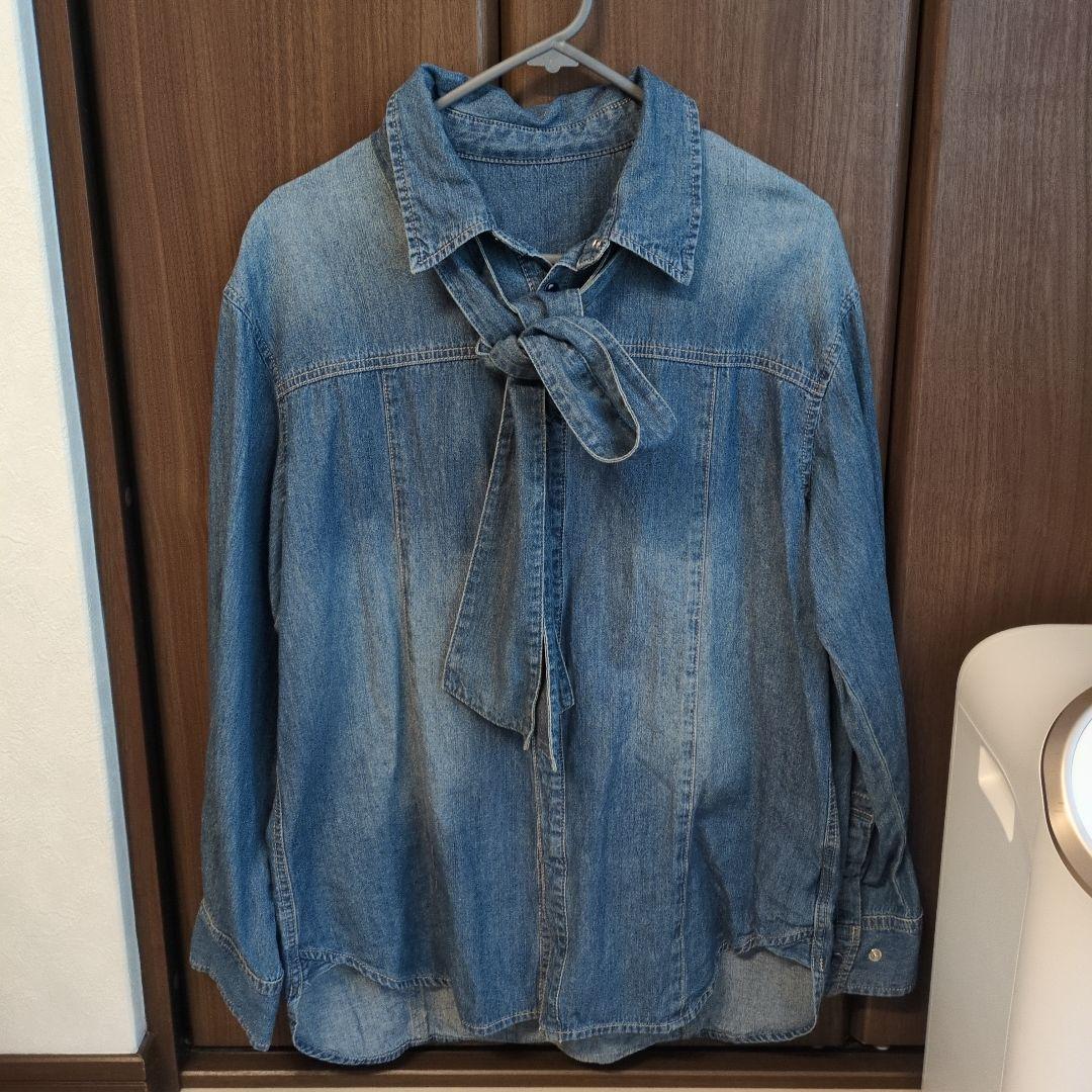 Q.anos デニムボウタイシャツ