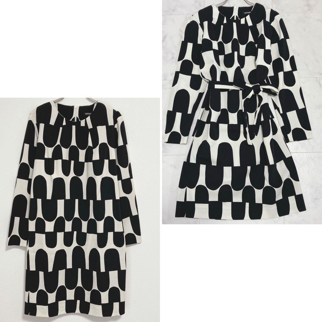 marimekko 定価3.5万 ワンピース BIAK RATSU 36 リボン