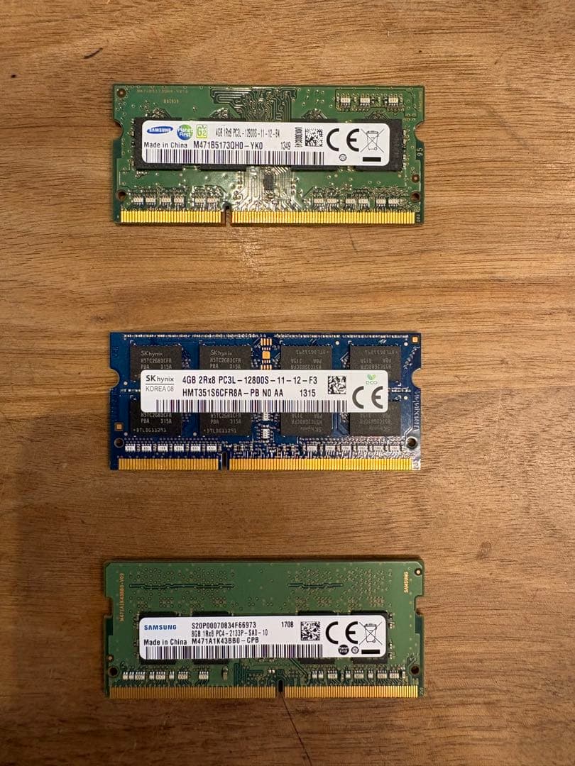 【メモリーモジュール】Samsung8GB・4GB/SKhynix4GB