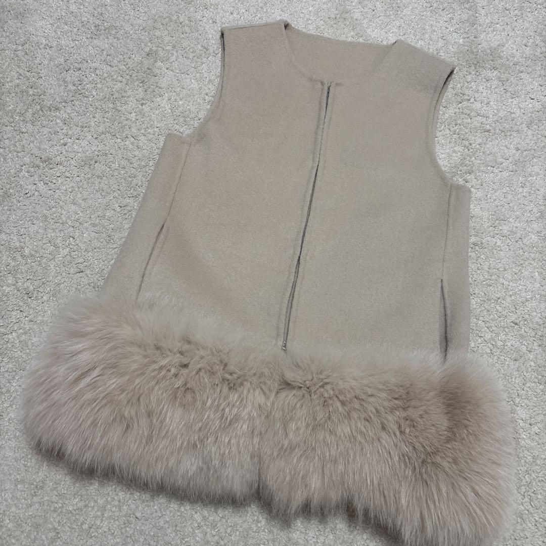 U-BIG 石井毛皮　ダブルフェイスフォックスファージレ　ベージュ　サイズS