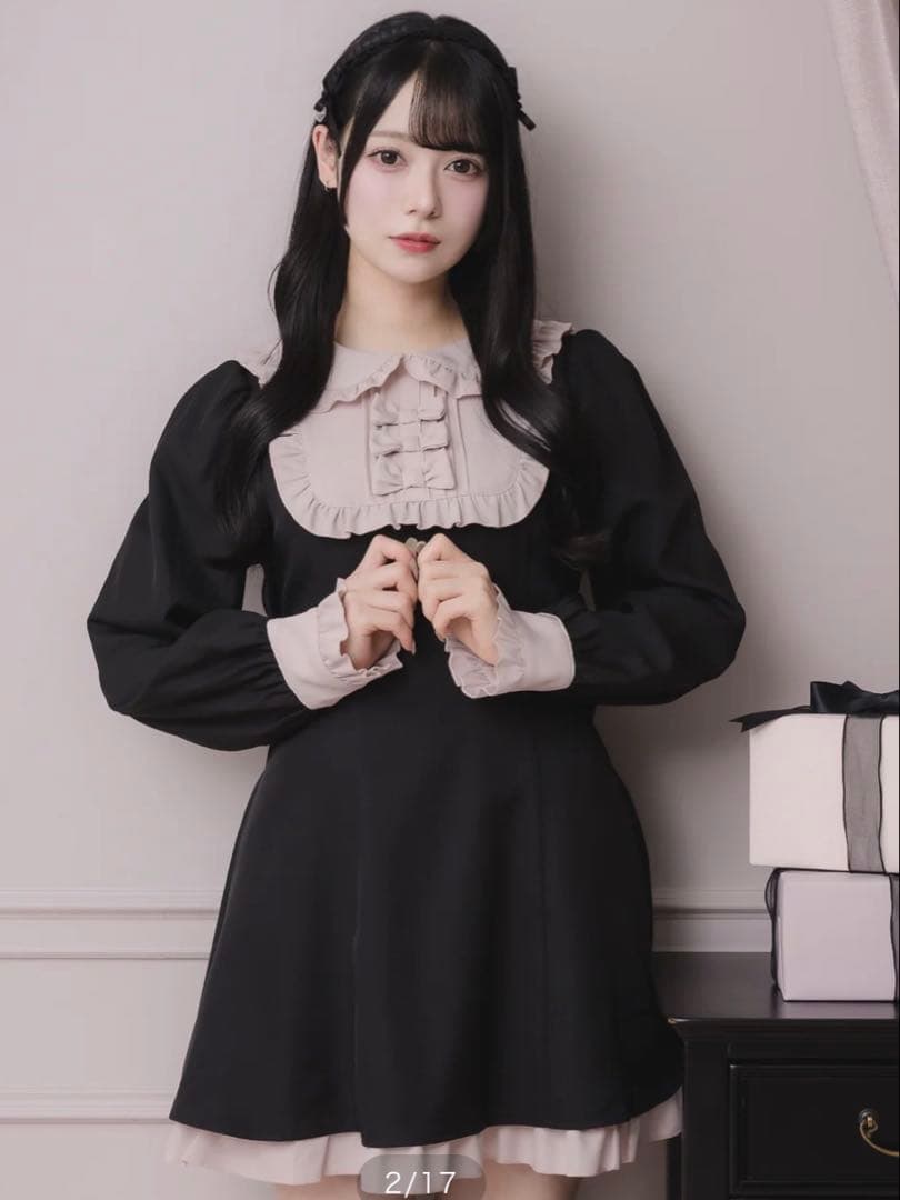 あ*様 pium スクエアフリルリボンドーリーワンピース