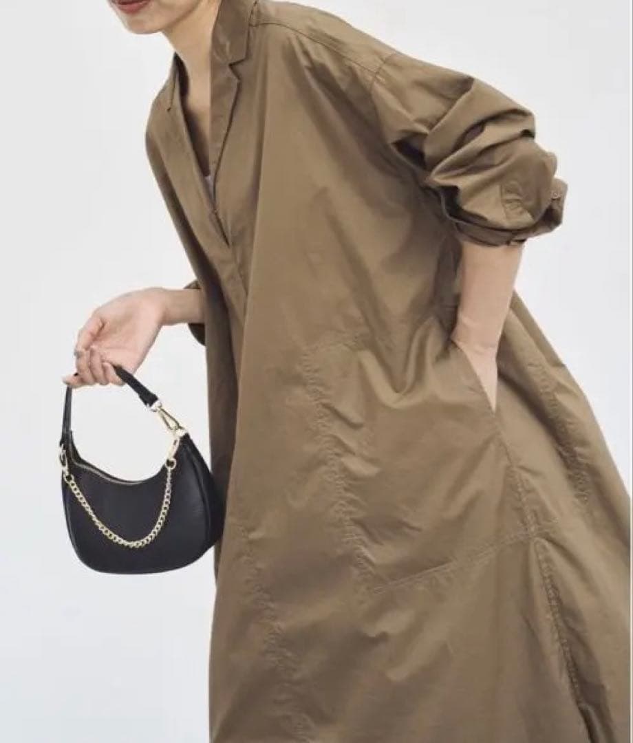 イエナ　ハイカウントツイルシャツワンピース