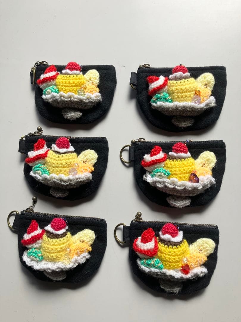 「たくや様リクエスト」編みぐるみ　ポーチ☆プリン、ケーキおまとめ