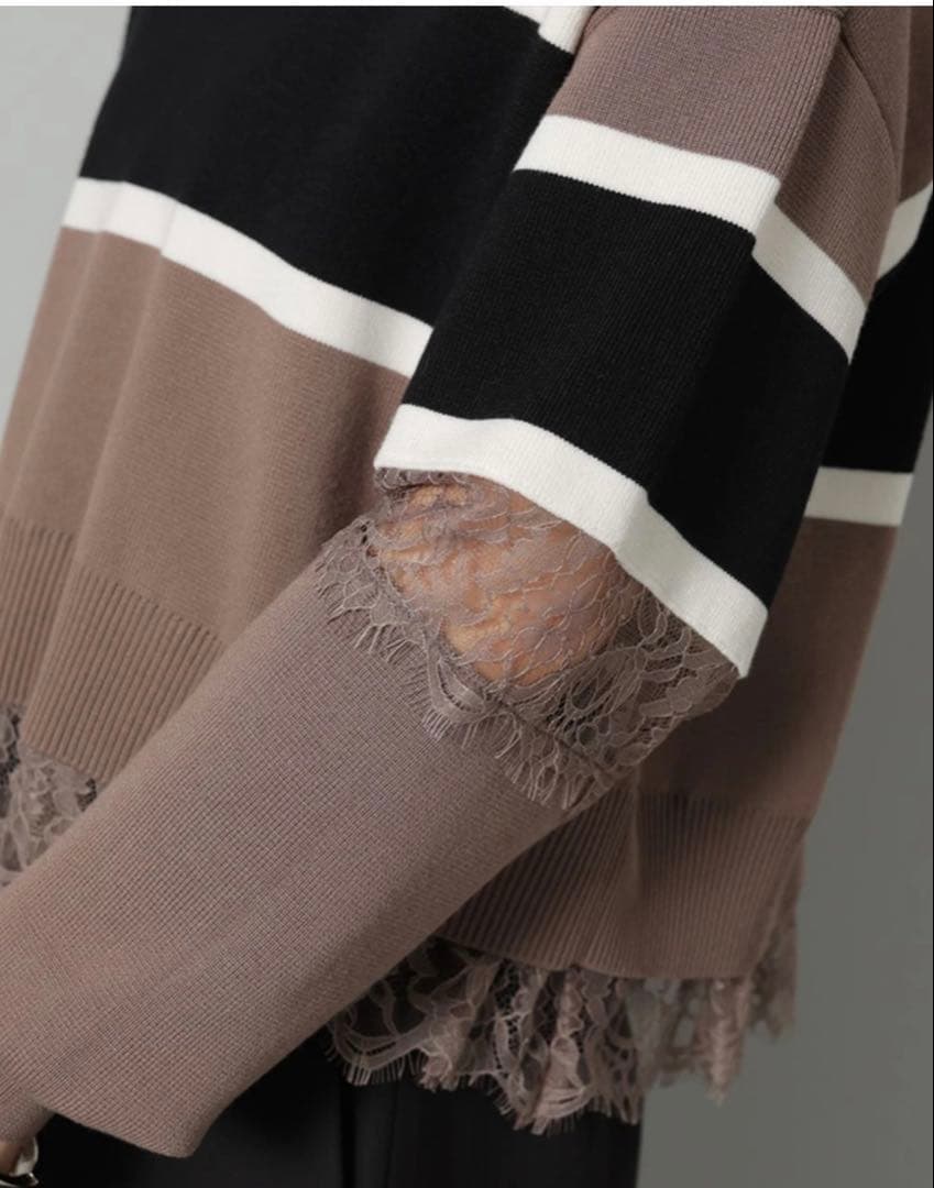 Arpege story レース切替ラガーニット モカ