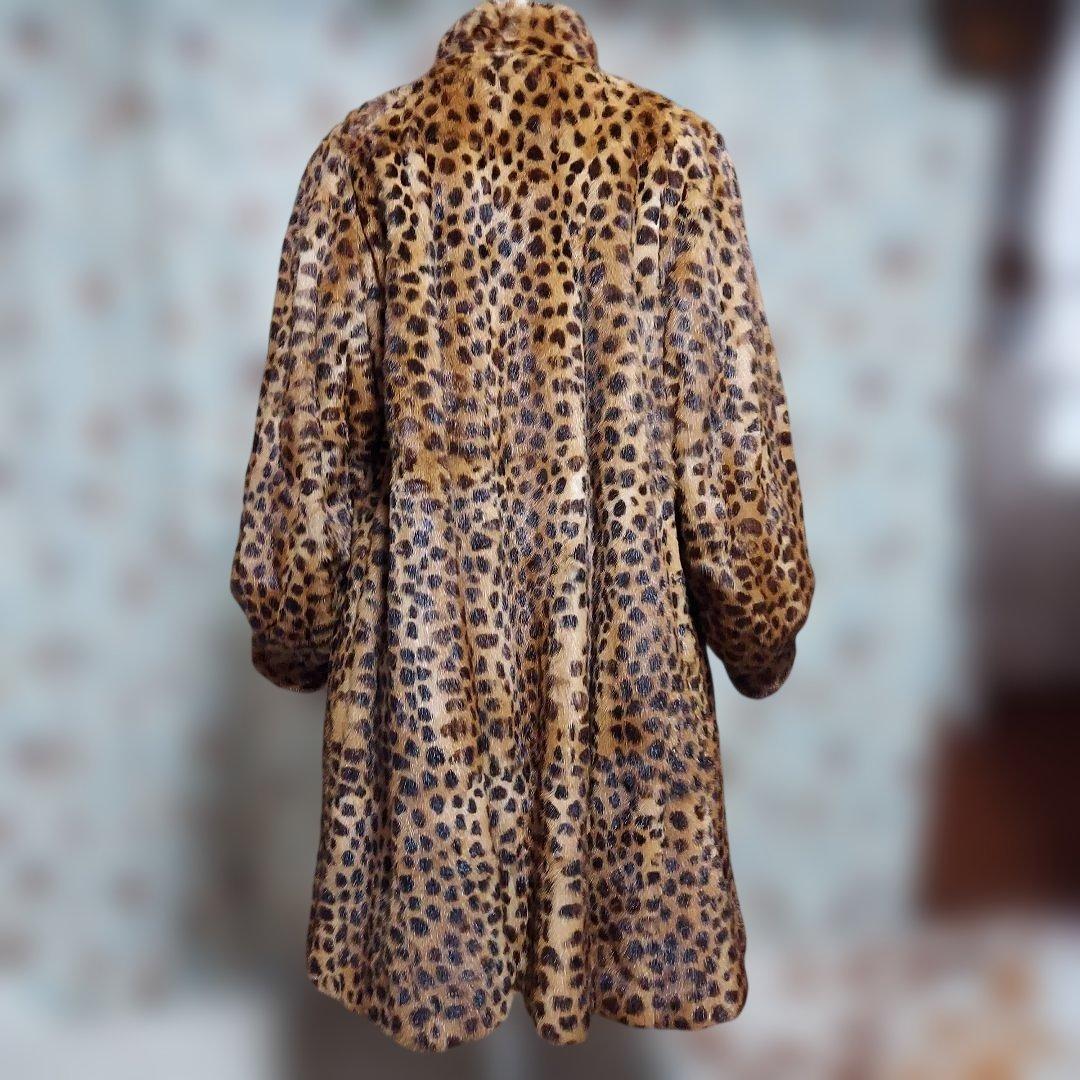 ミンクファー プリントAラインフレアロングコート