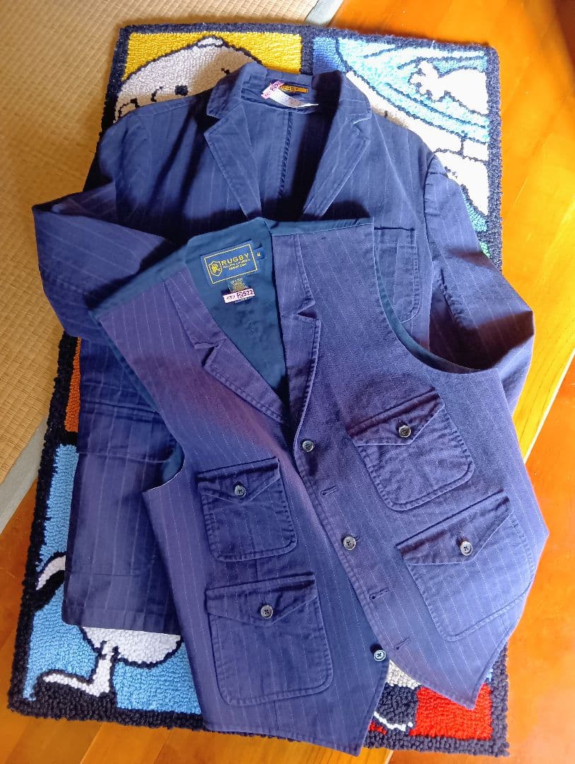 ラルフローレンRUGBY ネイビー ストライプ テーラードジャケットベスト