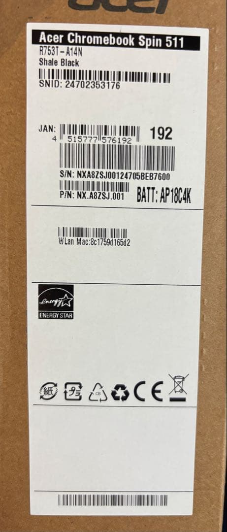 【中古】Acer Chromebook 本体 セット一式