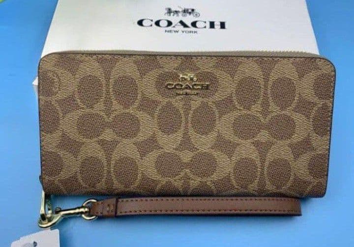 新品未使用コーチ長財布ブラウンシグネチャーレディースメンズ送料無料即日発送
