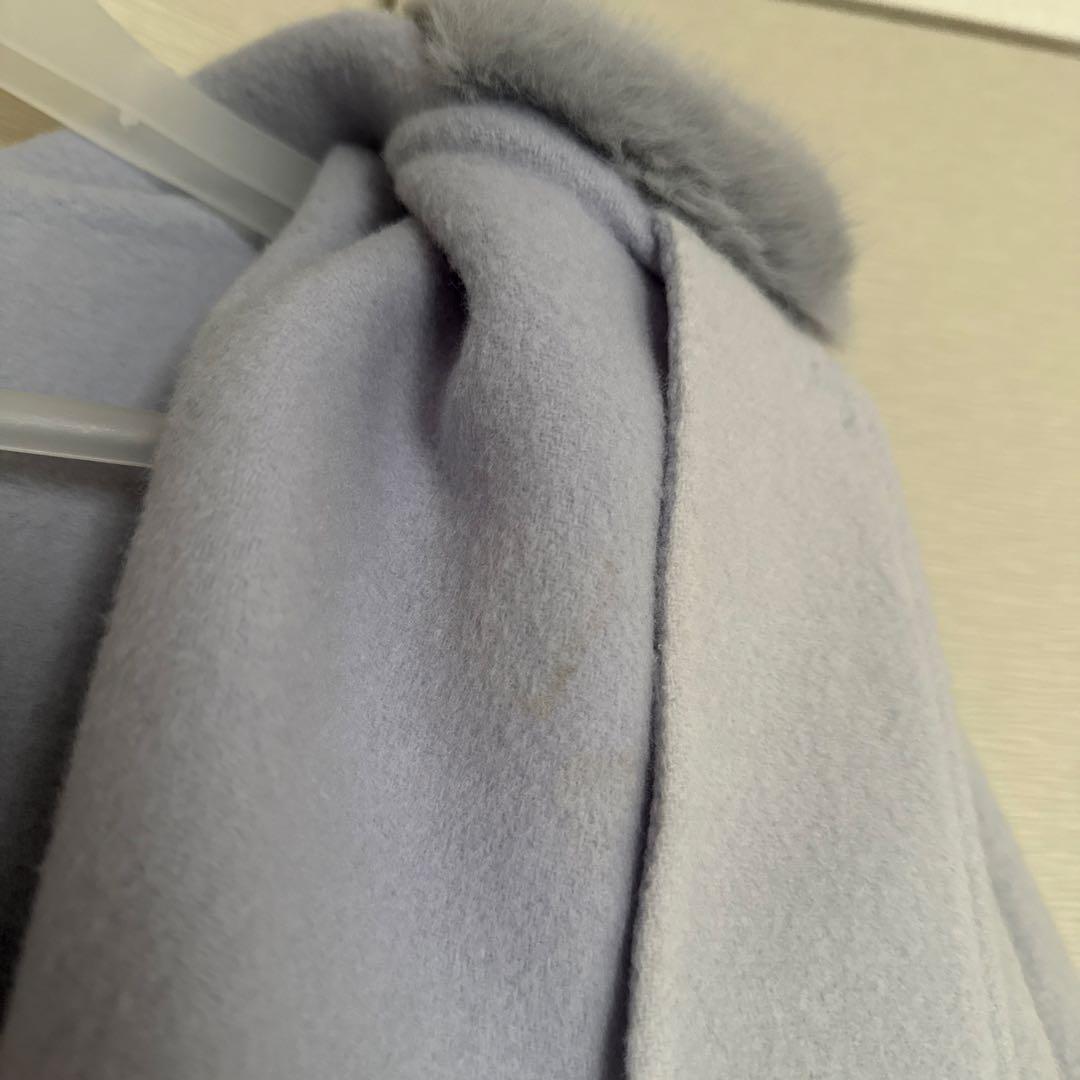 CELFORD コートラボ　フード付きファーポンチョコート　サックス