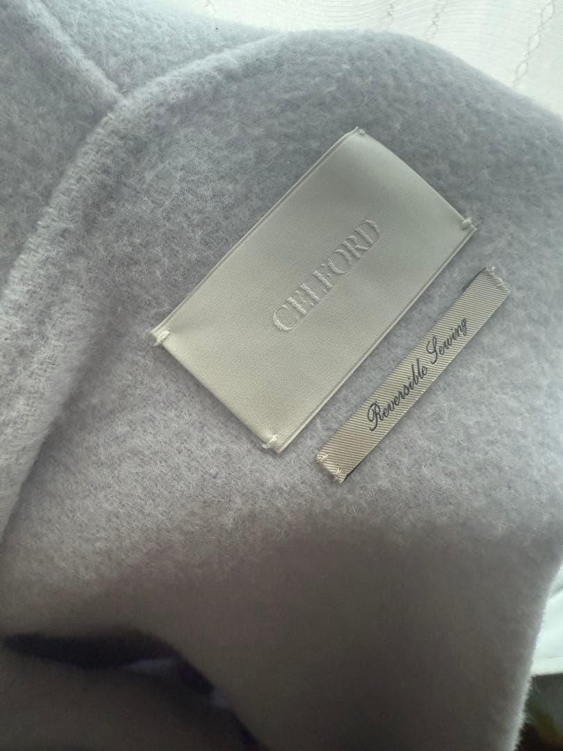 CELFORD コートラボ　フード付きファーポンチョコート　サックス