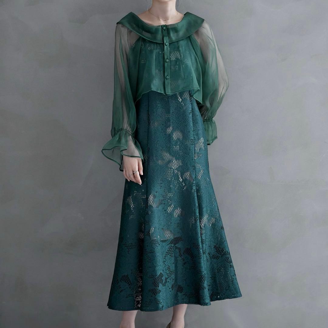 etoll. シアーブラウス&マーメイドキャミソールパーティードレス