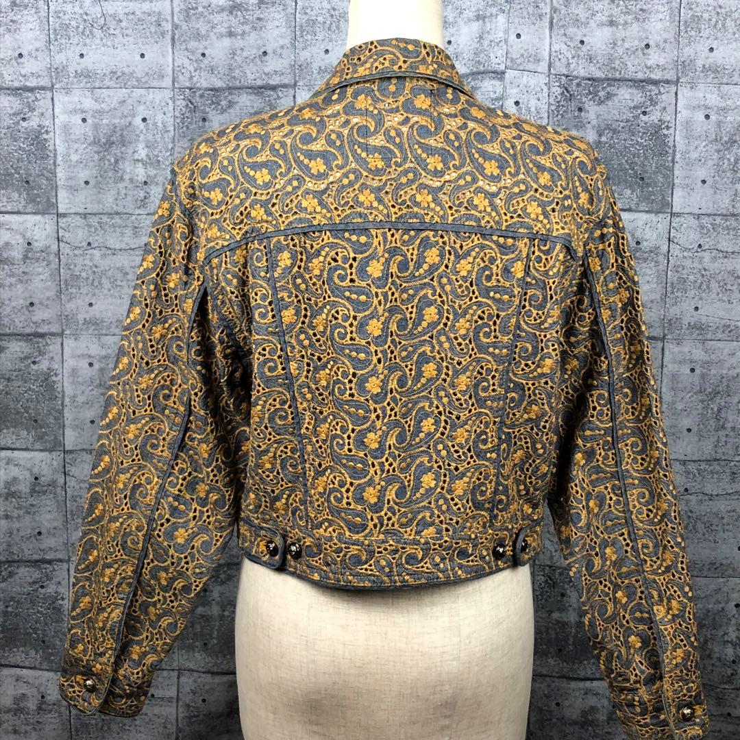 Moschino モスキーノ 総柄 刺繍 デニム ジャケット ペイズリー柄 M