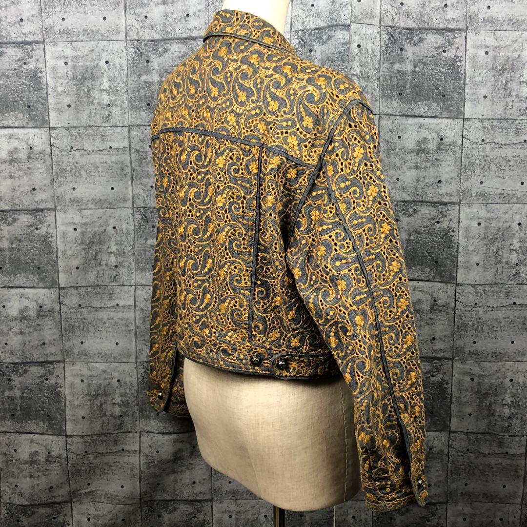 Moschino モスキーノ 総柄 刺繍 デニム ジャケット ペイズリー柄 M