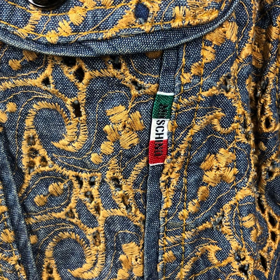 Moschino モスキーノ 総柄 刺繍 デニム ジャケット ペイズリー柄 M
