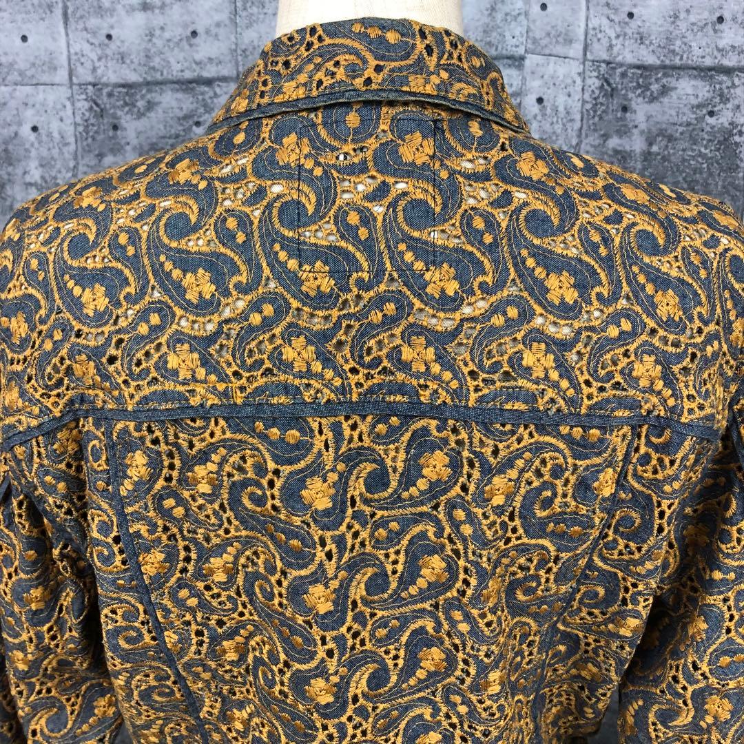 Moschino モスキーノ 総柄 刺繍 デニム ジャケット ペイズリー柄 M