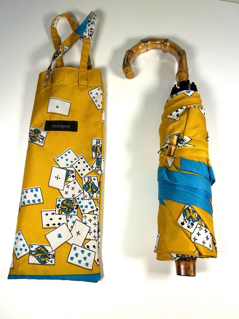 manipuri マニプリ 晴雨兼用 折り畳み傘 イエロー トランプ